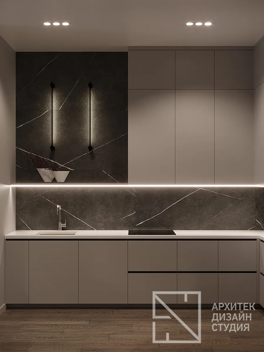 Дизайн интерьера квартиры в г. Красноярск по ул. Ладо Кецховели, 34 - Гостиная-кухня - Фото 6